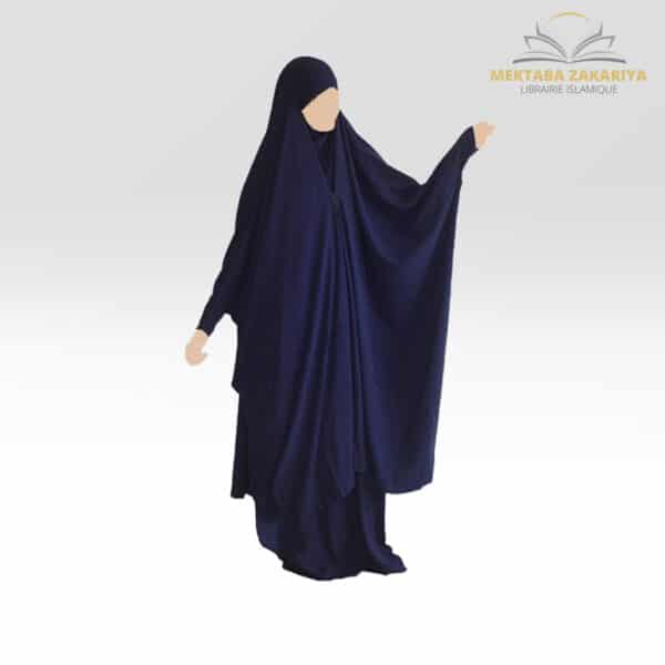 Librairie musulmane - jilbab 2 pieces umm hafsa bleu